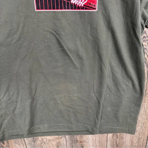 Vintage 3 Star UK Rock Out Funny Tee Chicken Adult Size XL Green - Picture 7 of 8